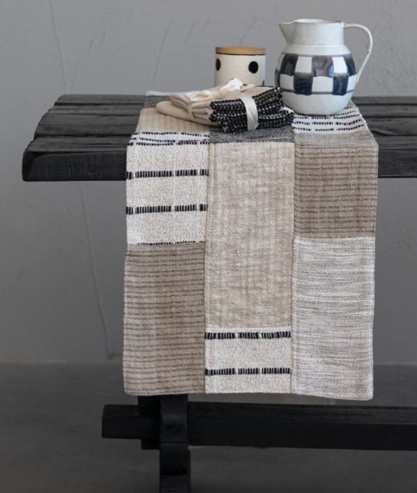 Cotton Slub Patchwork Table Runner, Multi Color