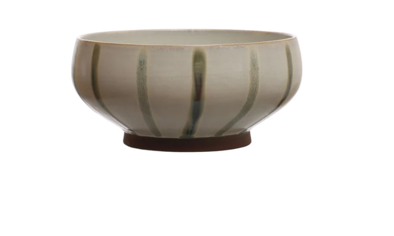Hand-Painted Striped Glazed Bowl