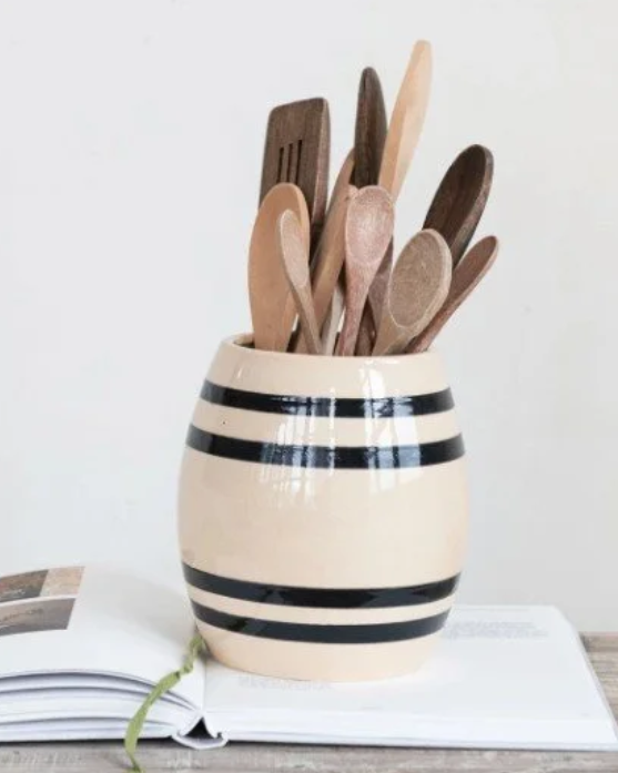 Stoneware Vintage Reproduction Crock with Stripes