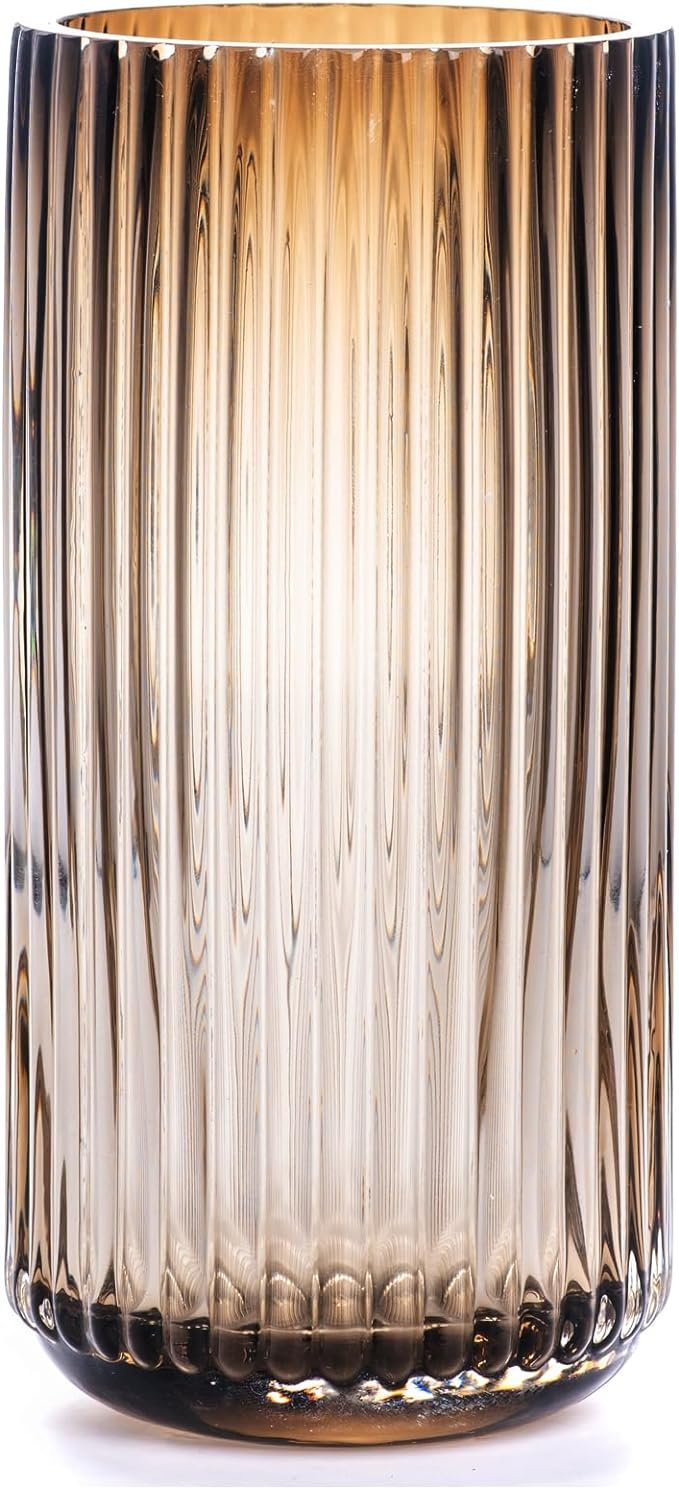 Hand Blown Fluted Glass Vase Tall Version