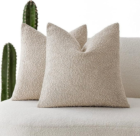 Textured Boucle Throw Pillow, 18 x 18