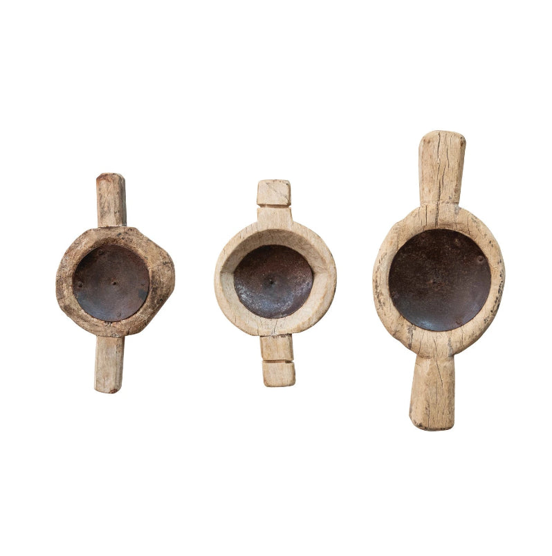 Wood Candle Holders with Handles