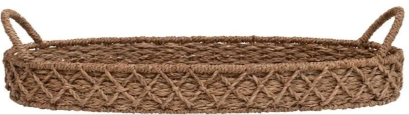 Decorative Woven Seagrass Tray with Handles