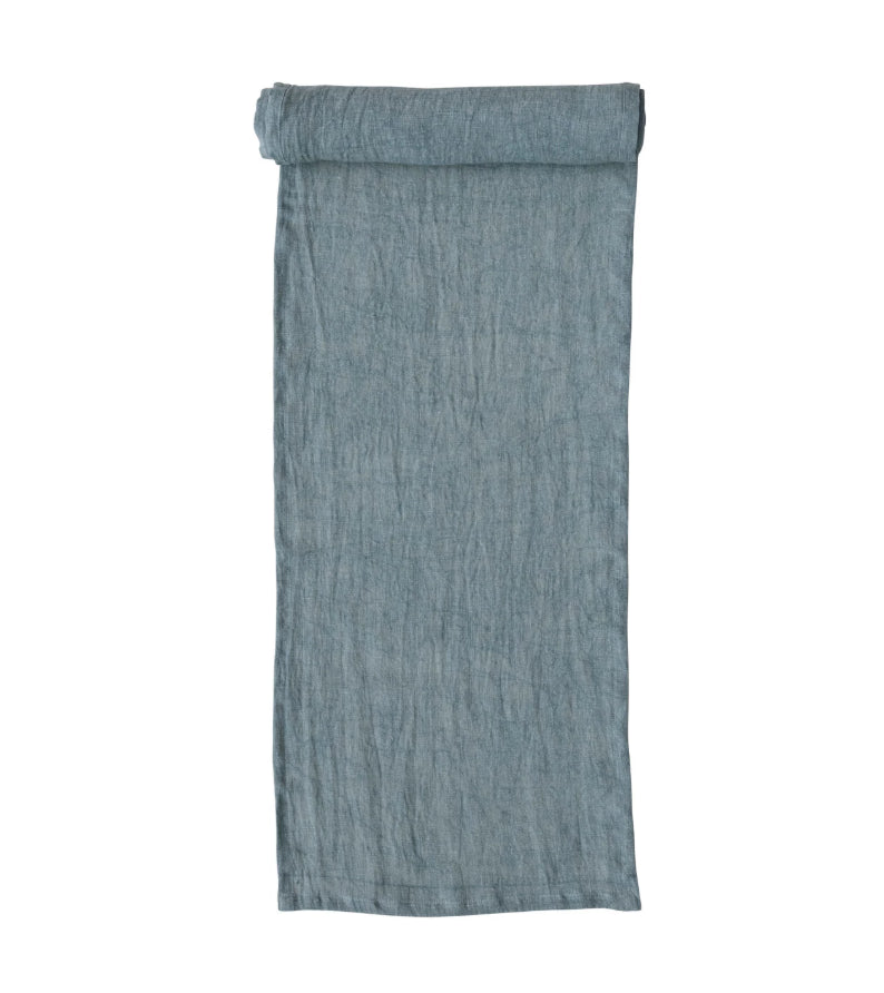 Stonewashed Mint Linen Table Runner