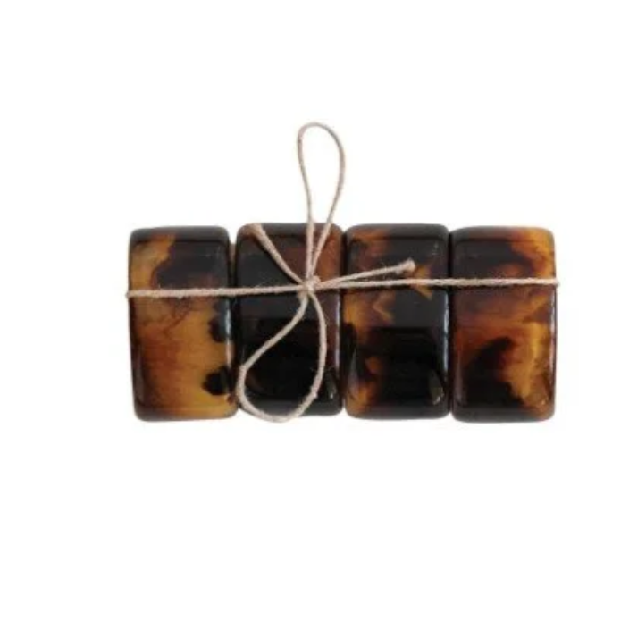 Napkin Rings, Tortoise Shell Finish, Set of 4
