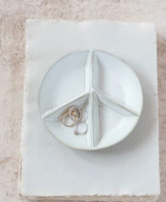Stoneware Peace Sign Divided Dish with 4 Sections