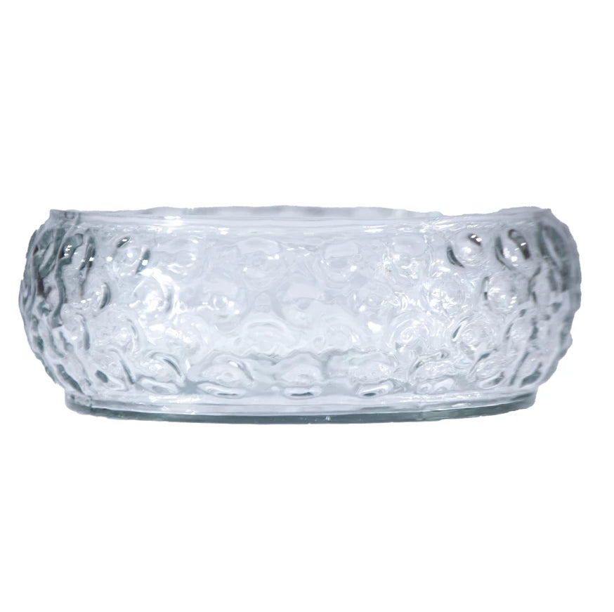 Hand-Blown Inverted Hobnail Glass Bowl