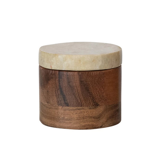 Acacia Wood Storage Container with Marble Lid
