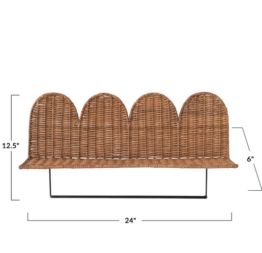 Scalloped Rattan Wall Shelf
