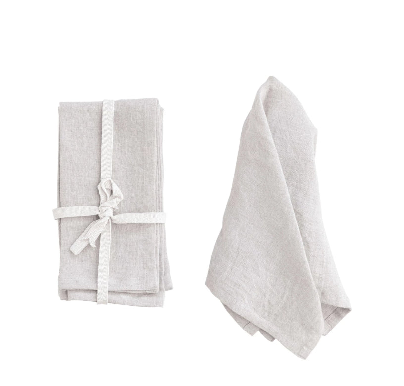 Stonewash Ivory Linen Naptions, Set of 4