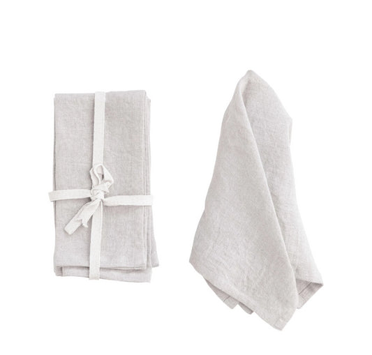 Stonewash Ivory Linen Naptions, Set of 4