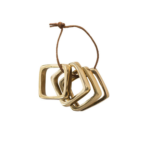 Gold Square Napkin Rings, Set of 4