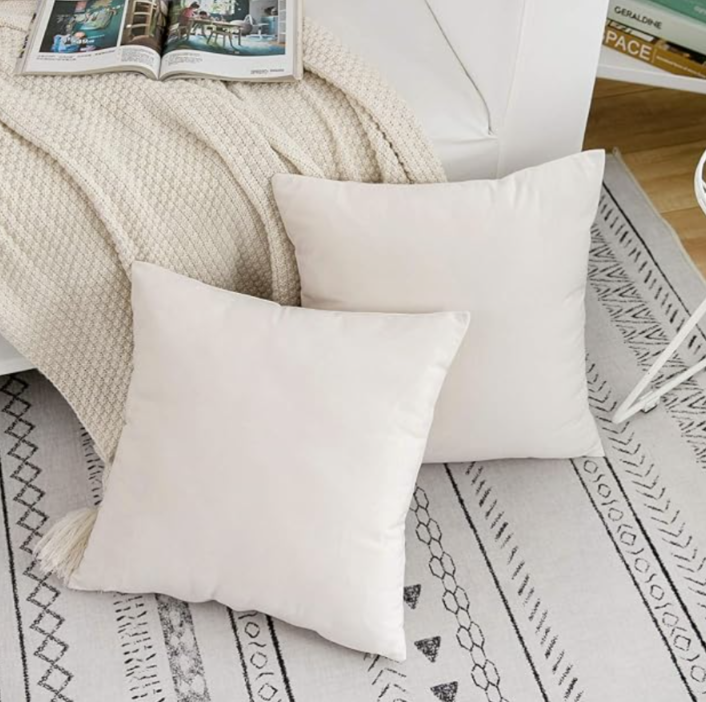 Soft Square Ivory Throw Pillows 20x20