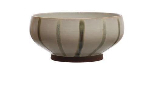 Hand-Painted Striped Glazed Bowl