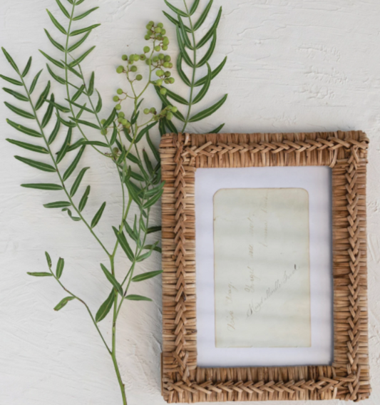 Hand-Woven Rattan Photo Frame, Natural