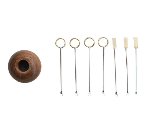 Appetizer Picks with Wood Holder
