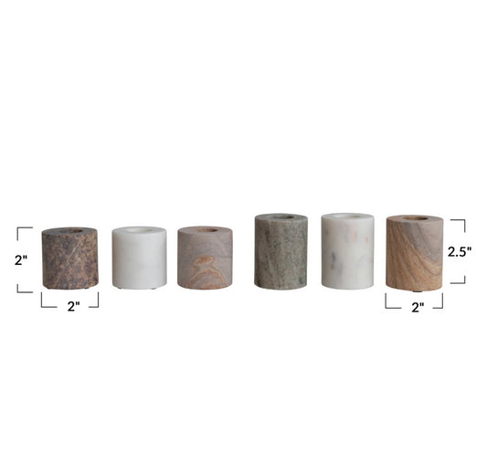 Polished Marble Taper Holders – 6-Piece