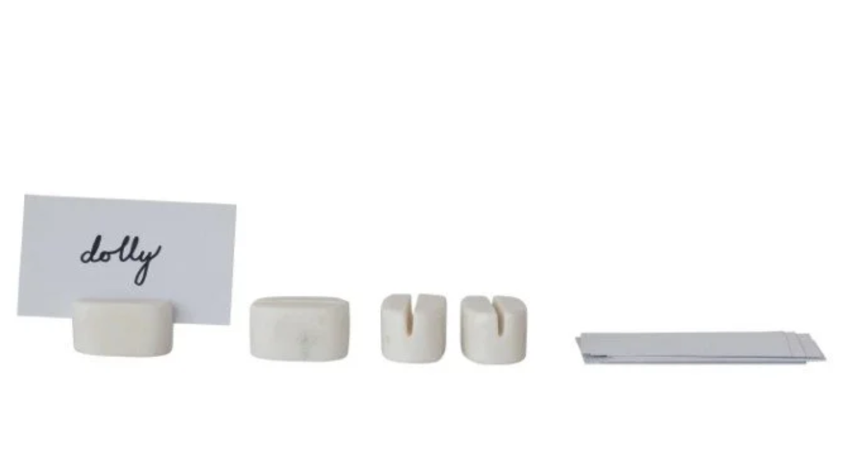 Marble Place Card/Photo Holders (4) with 16 Cards