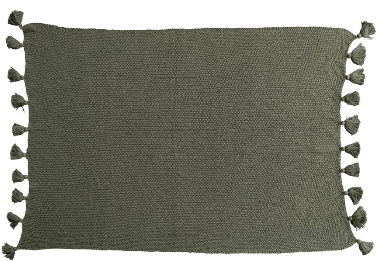 Cotton Knit Throw with Tassles