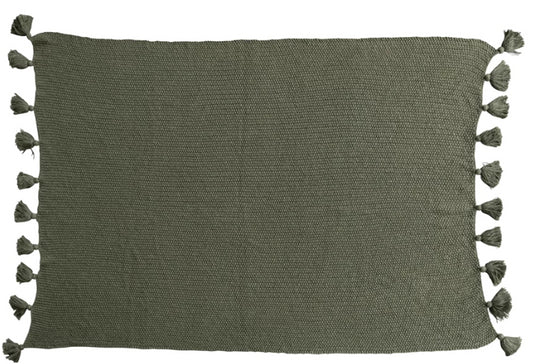 Cotton Knit Throw with Tassles