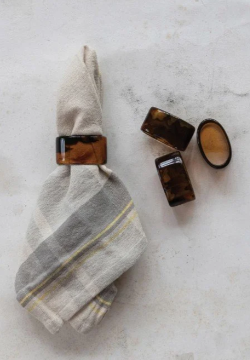 Napkin Rings, Tortoise Shell Finish, Set of 4