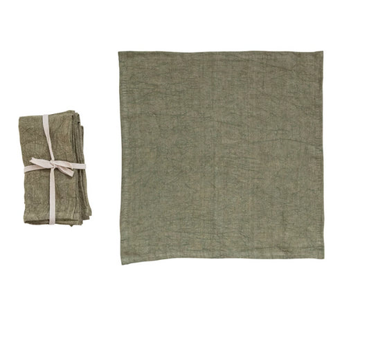 Olive Square Dinner Linen Napkins, Set of 4