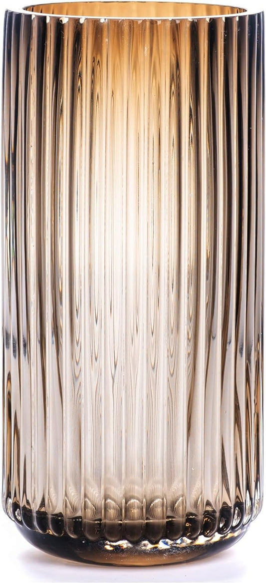 Hand Blown Fluted Glass Vase Tall Version