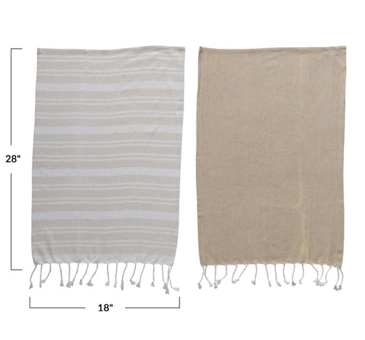 Woven Tea Towel with Fringe, Set of 2