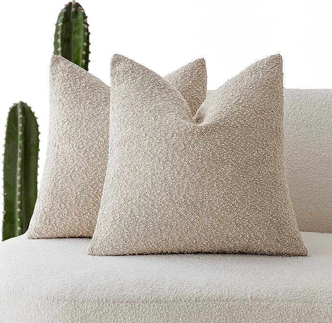 Textured Boucle Throw Pillow, 18 x 18