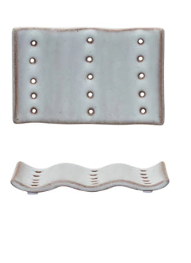 Scalloped Stoneware Soap Dish with Holes