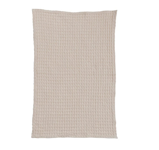 Stonewashed Cotton Waffle Tea Towel, Natural
