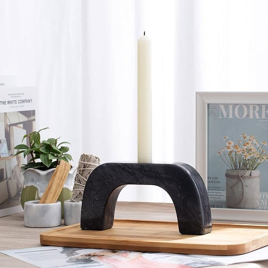 Natural Marble U-Shaped Candle Holder