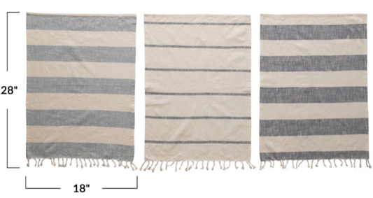 Striped Tea Towels with Tassels, Set of 3
