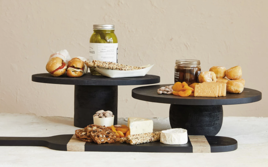 Mango Wood Pedestal, Black