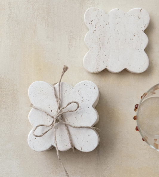 Travertine Coasters w/ Scalloped Edge