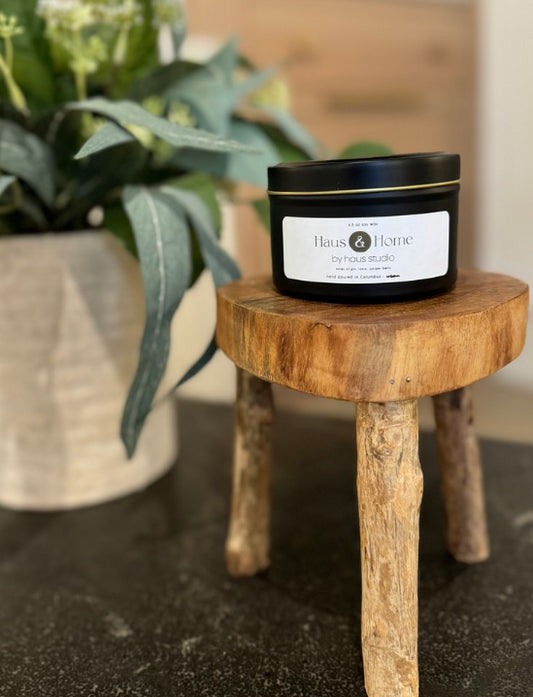 6.5 Black Tin Candle - Snow Trails