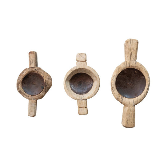 Wood Candle Holders with Handles