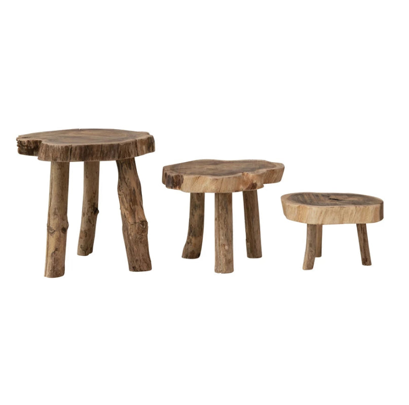 Live Edge Wood Pedestals, Set of 3