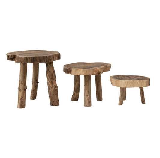 Live Edge Wood Pedestals, Set of 3