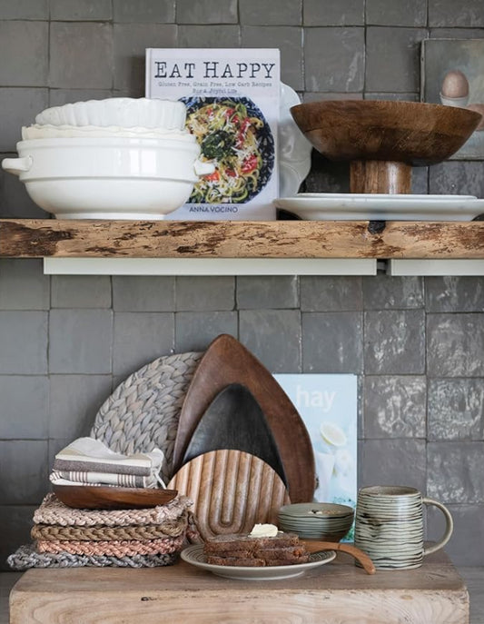 Footed Walnut Decor Bowl