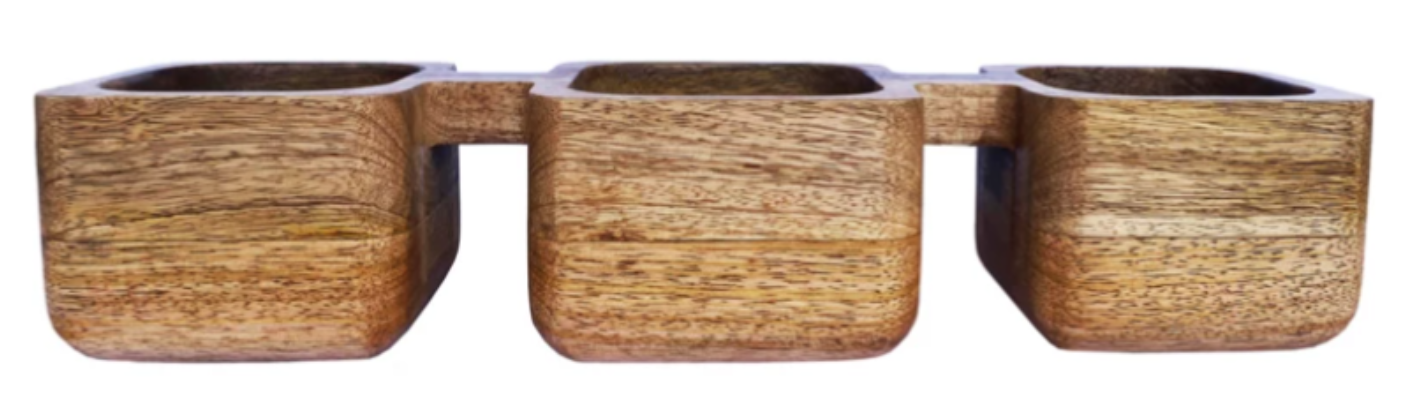 Mango Wood Dish w/ 3 Sections, Natural