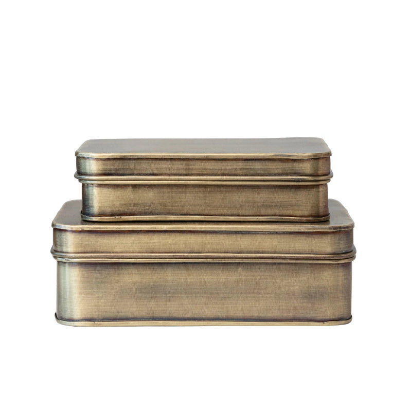 Metal Stacked Boxes, Set of 2
