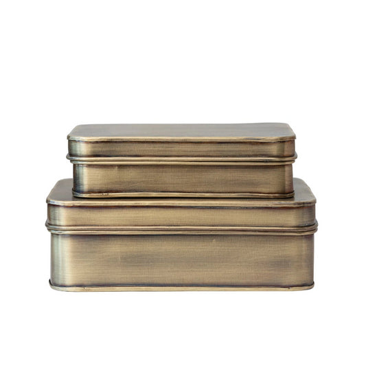 Metal Stacked Boxes, Set of 2