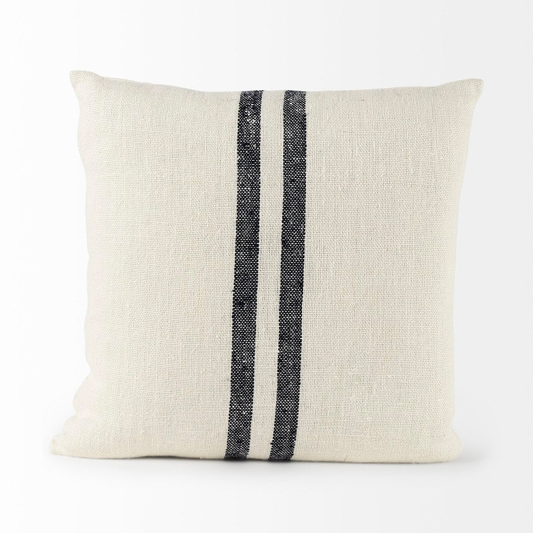 Beige and Blue Striped Decor Pillow 22x22