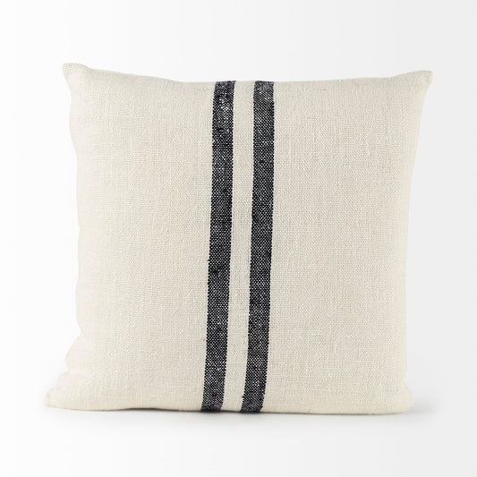 Beige and Blue Striped Decor Pillow 22x22