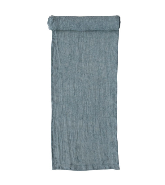 Stonewashed Mint Linen Table Runner