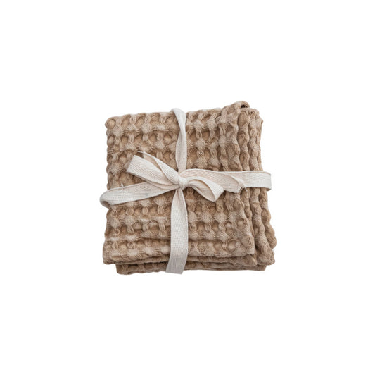Tan Waffle Dish Cloths, Set of 3