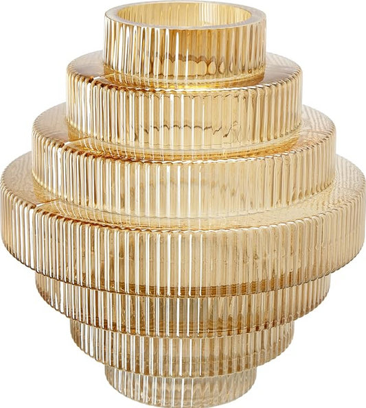Amber Fluted Tiered Vase