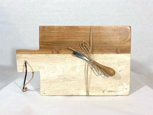 Wood and Travertine Cutting Board