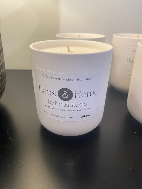 10 oz White Smooth Pottery Candle-Haus Studio
